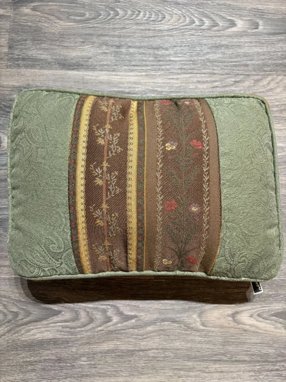 Newport Tapestry Lumbar Pillow Sage Green Paisley Floral Brocade Accent 18x12